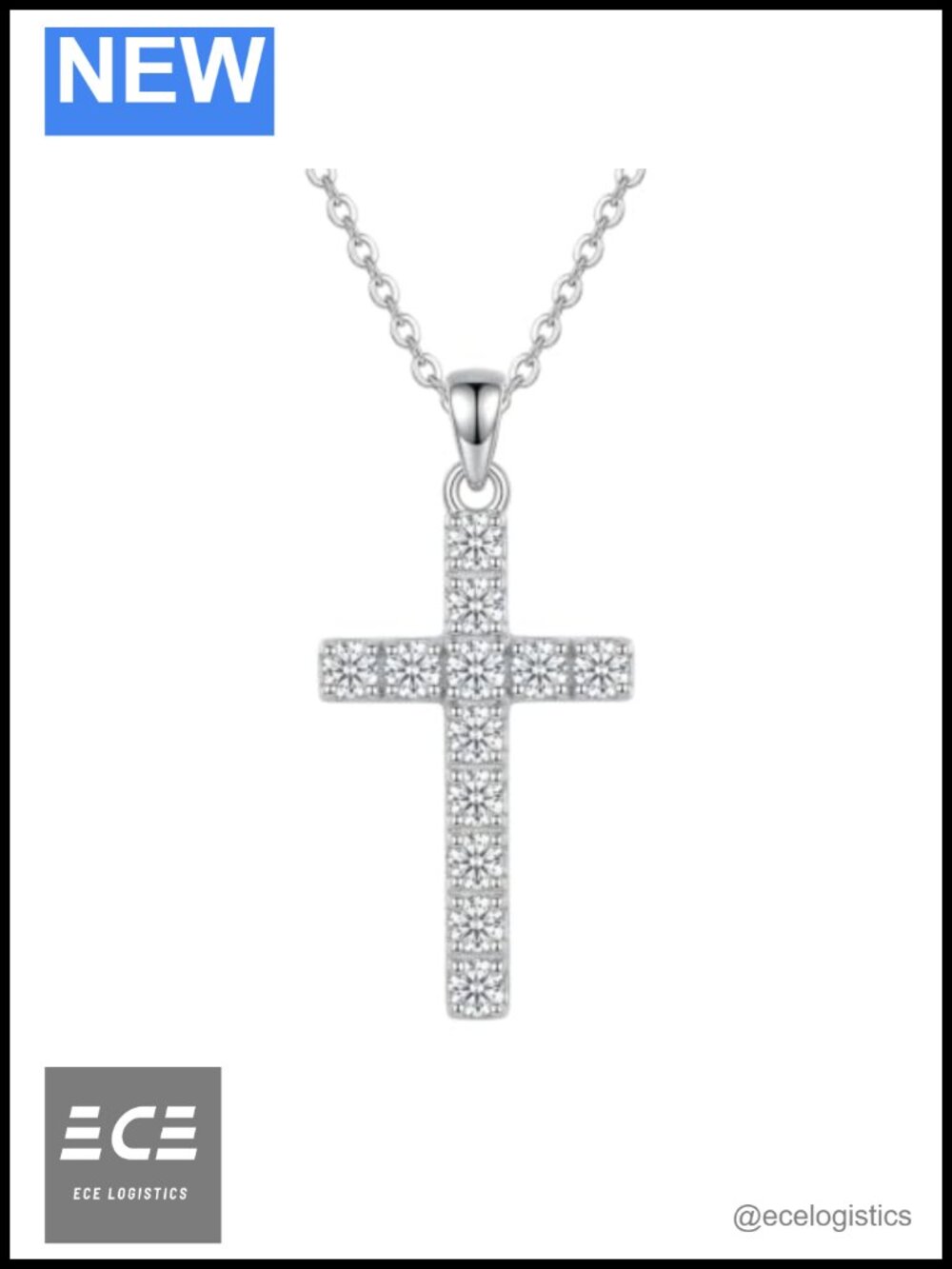 Moissanite Cross Necklace 925 Sterling Silver Pendant Necklace
